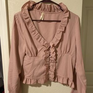 Pink ruffle blouse